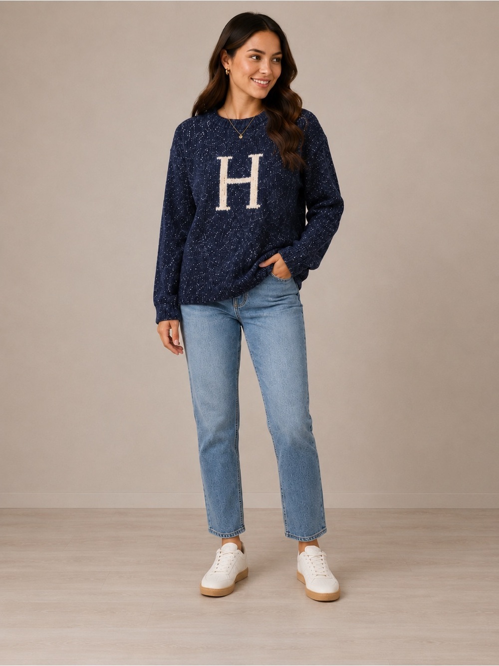 H For Harry Sweater Navy Crewneck Sweater